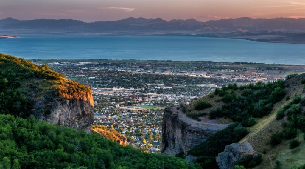 The Orem community viewed from the mountains above Utah Valley